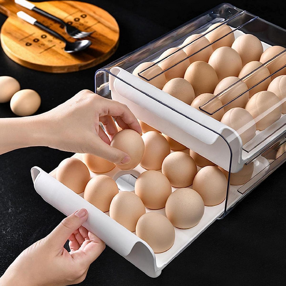 Caja de almacenamiento dos niveles - 32 huevos