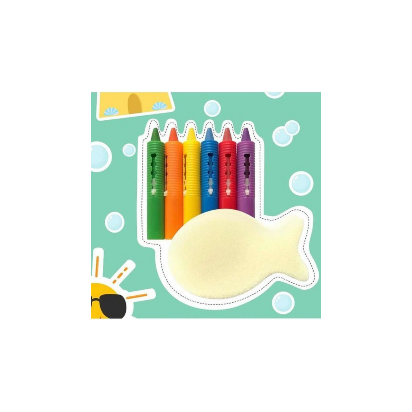 Set crayolas para baño con esponja BUBA